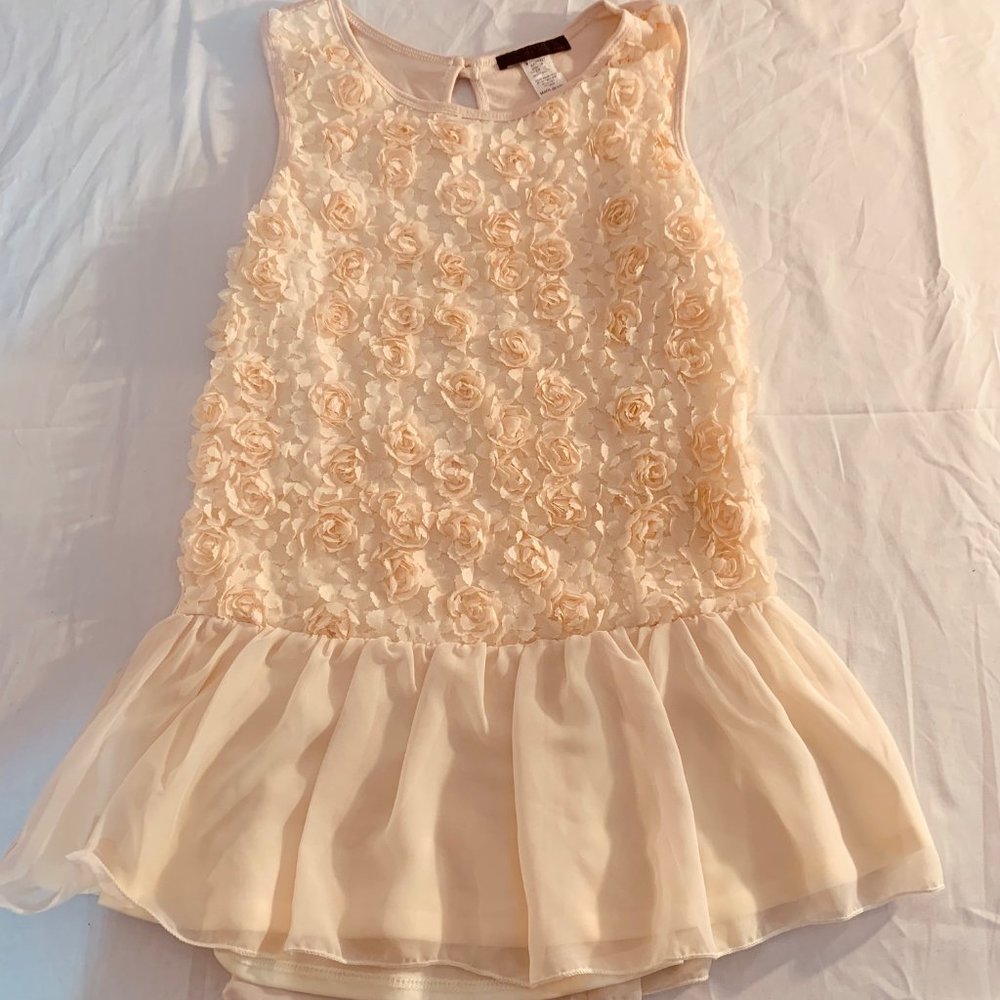 MCM Petite Peplum Top with Fabric Rosettes Size PL